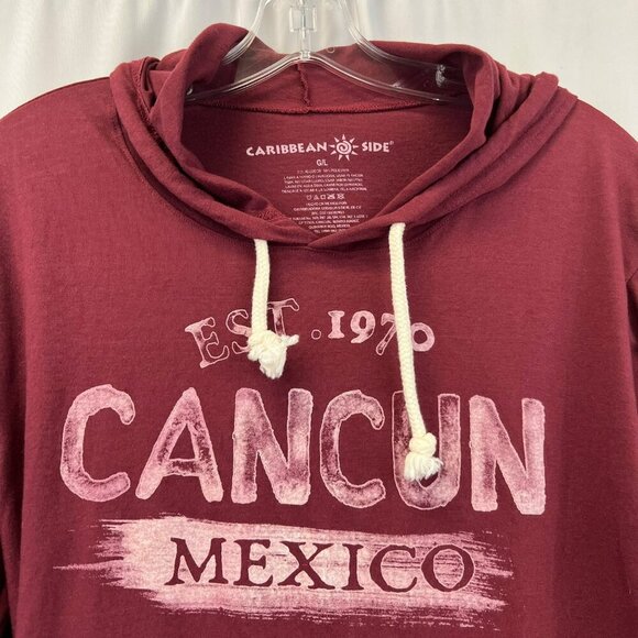 Caribbean Side Women’s Cancun Hoodie Lightweight Burgundy/Pink Size Large - Picture 3 of 6